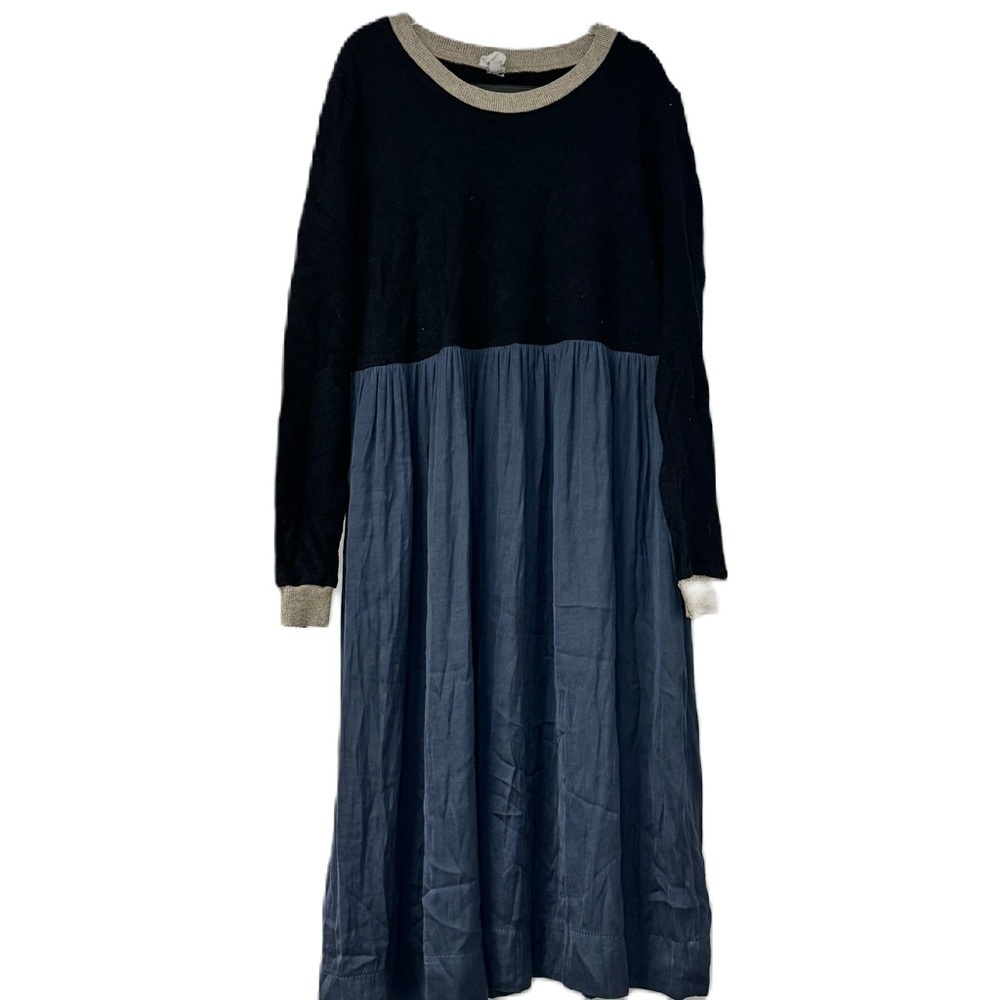 Cafee d orzo sz xs teen black gold sparkle trim gray silk color block dress